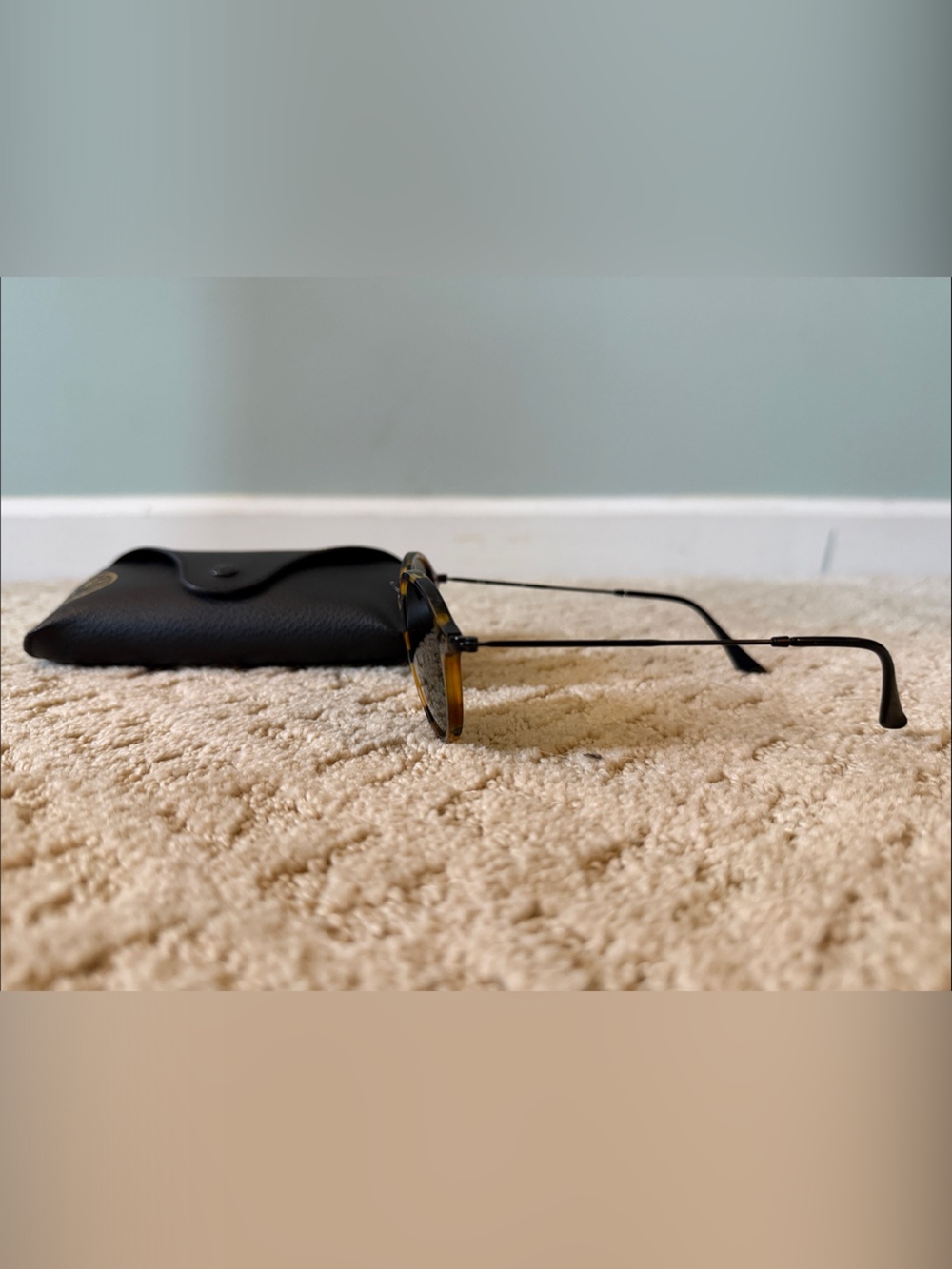 Ray-Ban Tortoiseshell Frame Sunglasses with Green Lenses - Picture 2 of 2